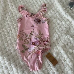 Next Pink Floral Swimsuit with Ruffles